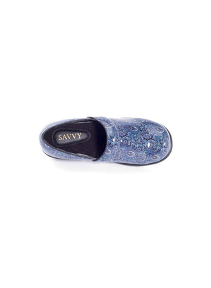 Savvy Nursing Shoes | Blue Paisley Clogs | iMed Clothing Company