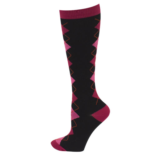 Compression Socks- Red and Pink Argyle